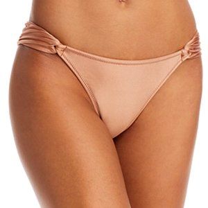 AQUA Swim Ruched‎ Moderate Coverage Bikini Bottom, Size Small, Caramel Color
